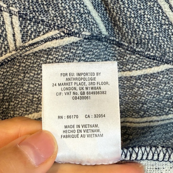 Anthropologie Maeve Amelia Navy and White Striped Long Sleeve Mini Dress - Picture 8 of 9